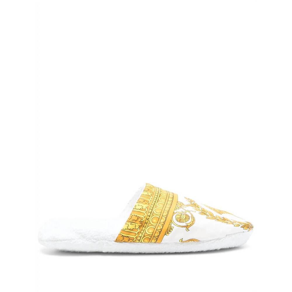 NEW VERSACE unisex medusa barocco slippers in white